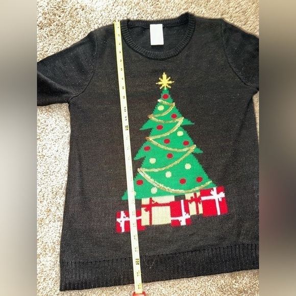 Christmas Tree Glitter Holiday Sweater Black Large - Picture 4 of 7